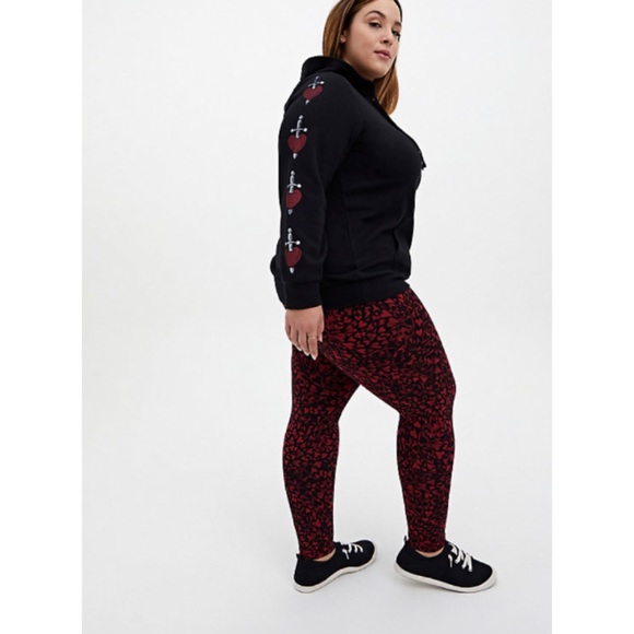 🆕 Red Black Heart Swirl Premium Leggings 2X 18 20 - Picture 2 of 5